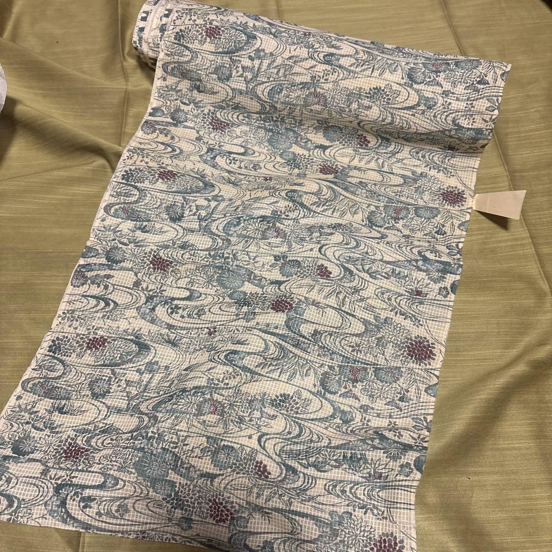 Free Shipping - Komon Kimono Fabric - Wave Pattern - Floral Design