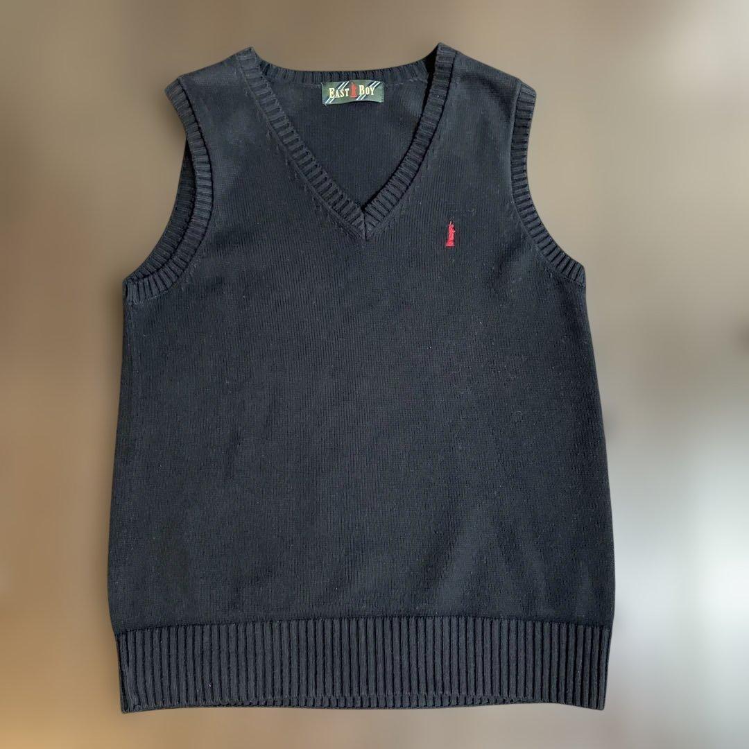 Eastboy Knit Vest (100% Cotton) V-Neck Statue of Liberty Embroidery, Size S