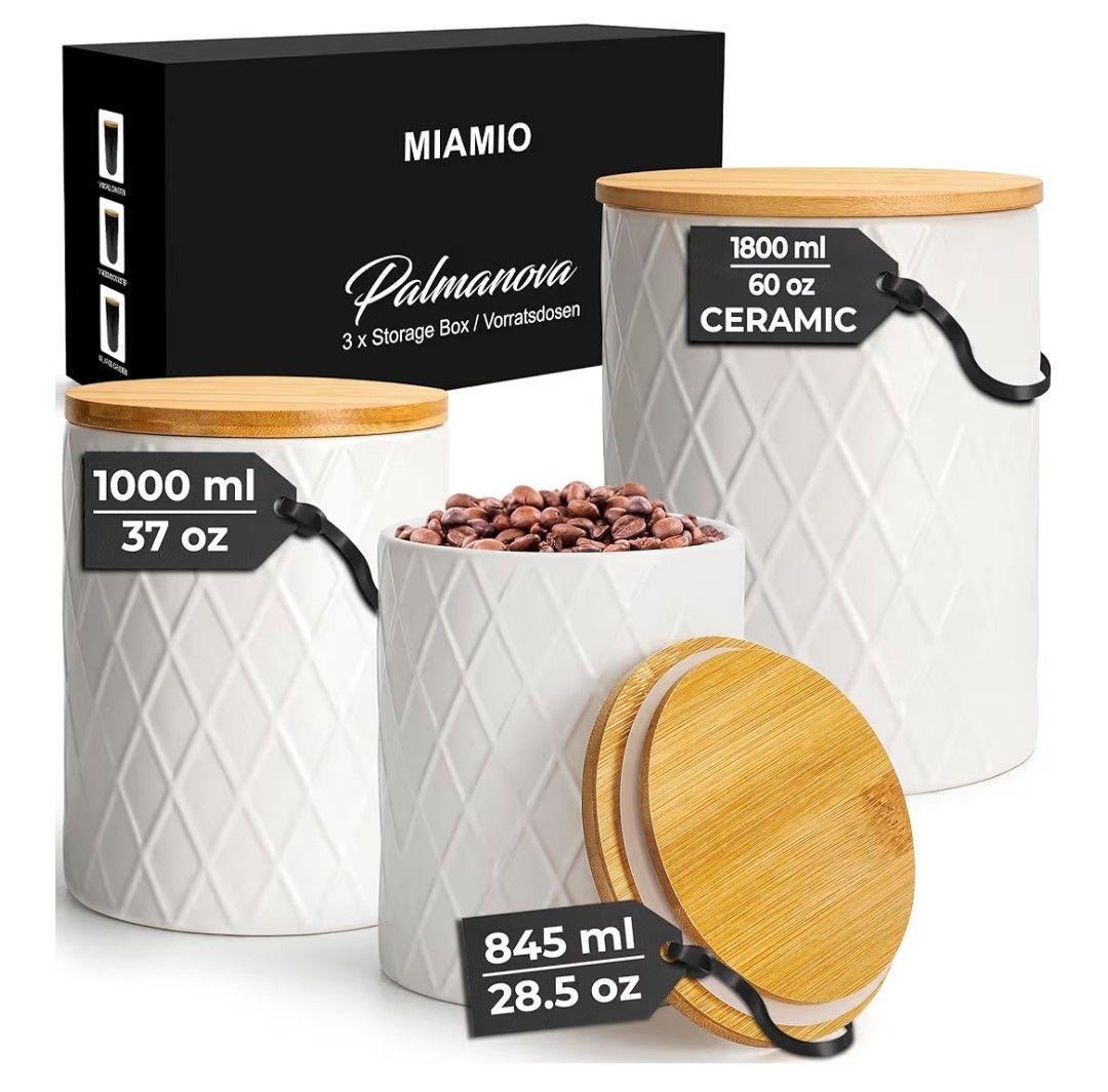 ?? Brand New, Unused ?? MIAMIO Ceramic Canister Set of 3