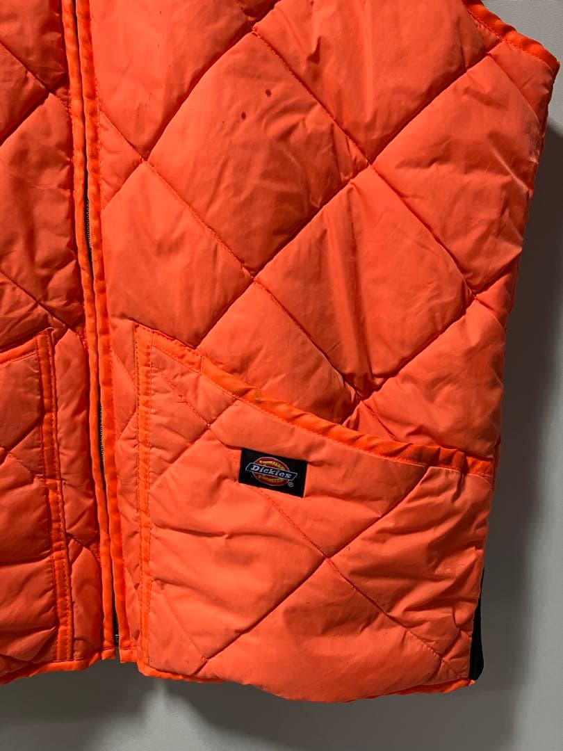00s Dickies Quilted Vest, Biker Orange, M