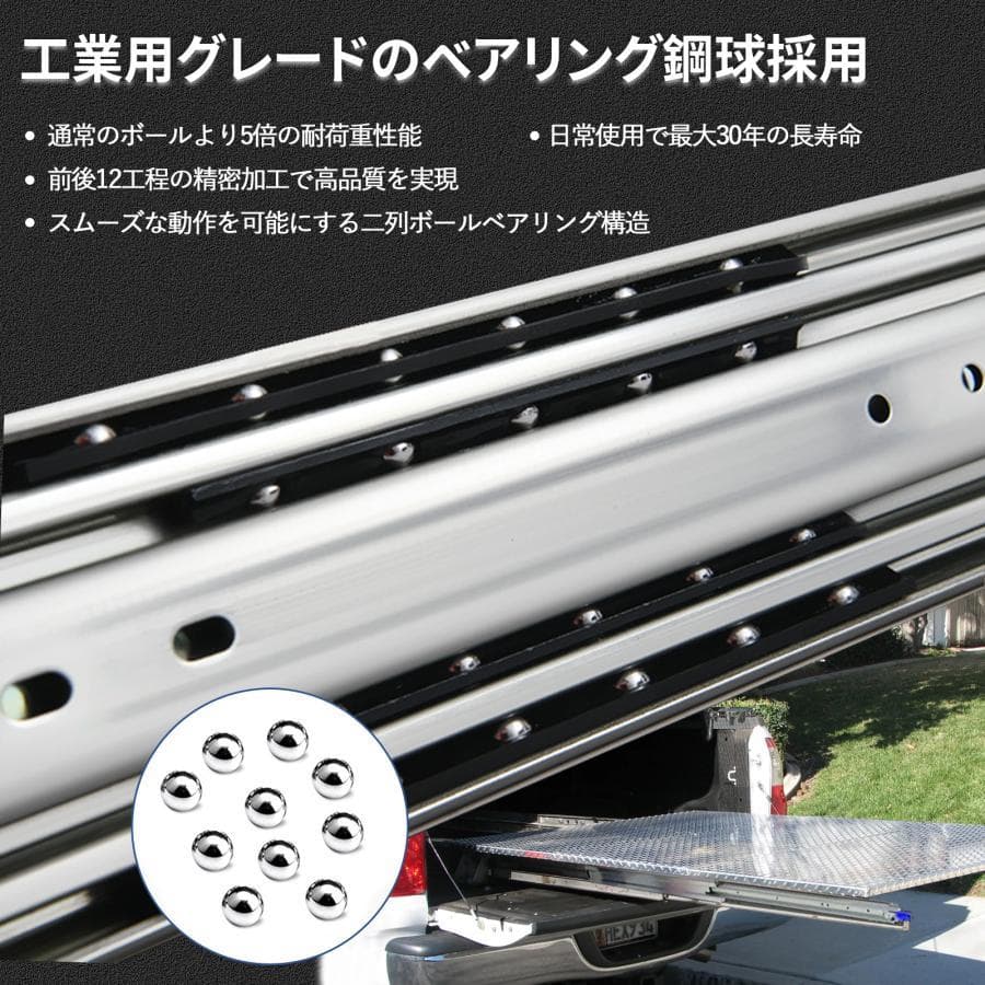 Heavy-duty 3-section full extension slide rails with locking mechanism (bottom mount compatible)