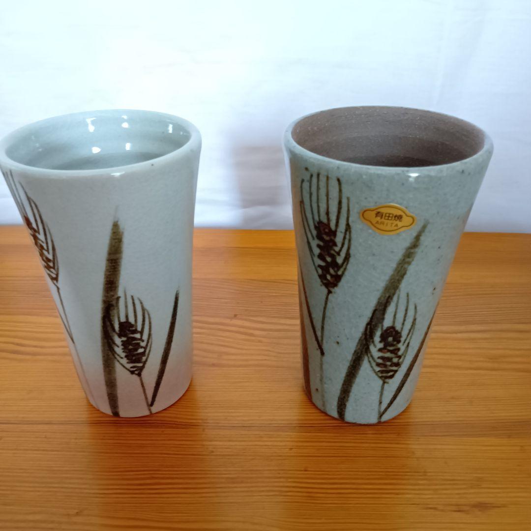【New Unused】Arita Ware, Otou Kiln Beer Tumbler, Ceramic Glass, Set of 2, in Wooden Box
