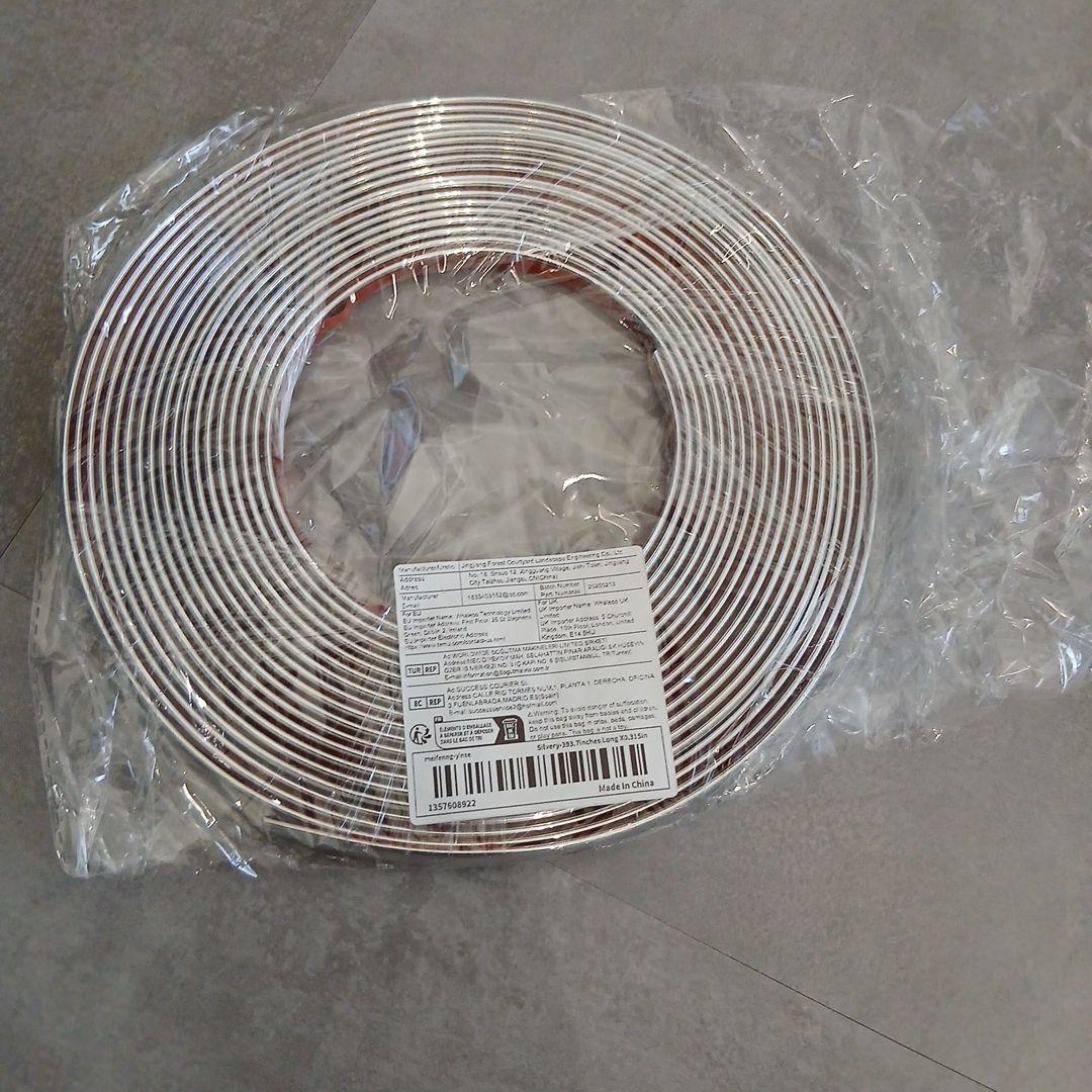 Silver trim material, 10m x 0.8cm