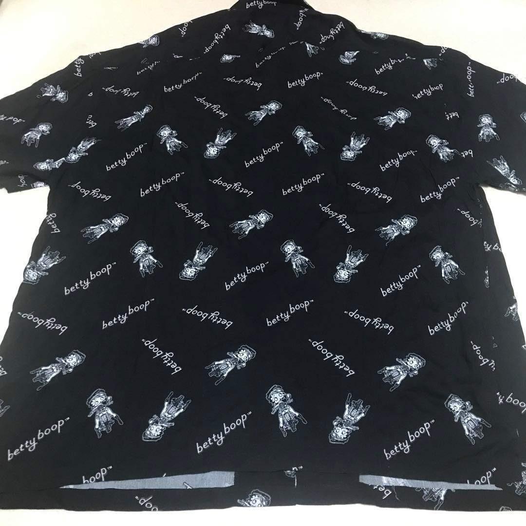 Aloha Shirt 4L All-over Print Motorcycle Bike Betty Boop Black