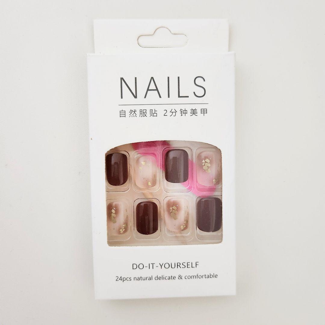 【Set of 2】 Removable Nail Tips, 24 Pieces, Heart, Pink, Dark Red