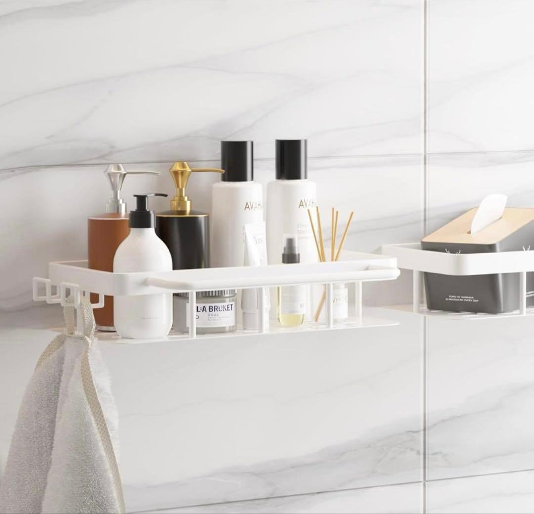 White Rack for Bathroom Storage Shelf