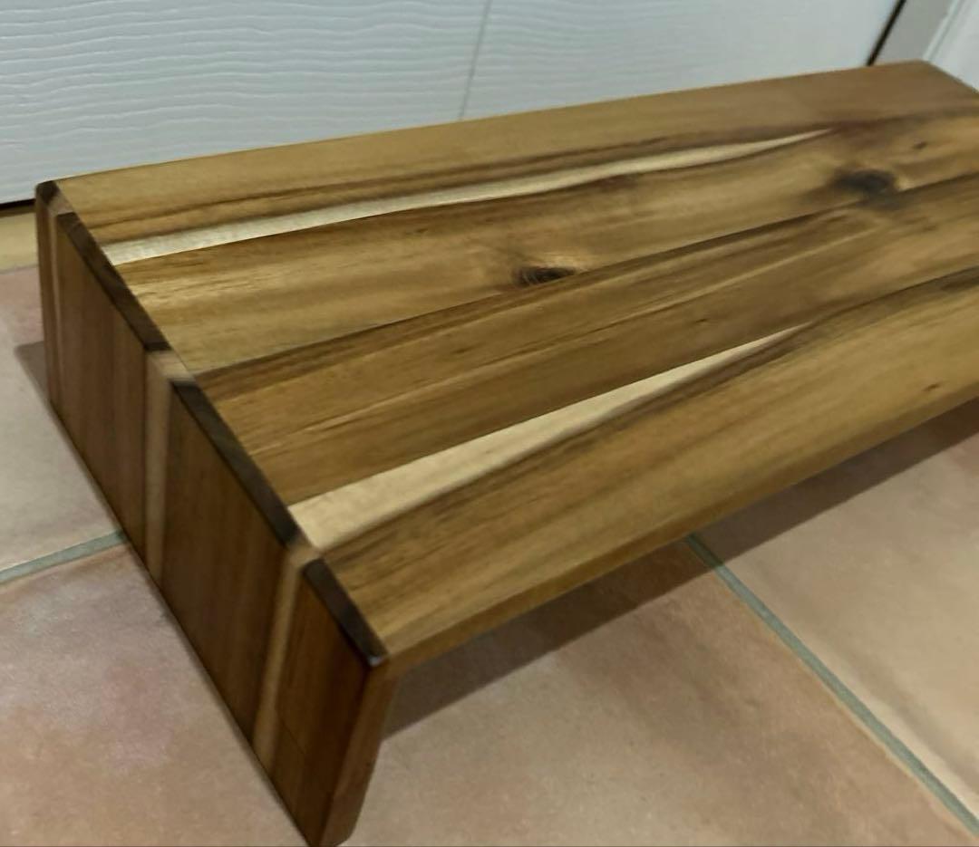 U-Shaped Acacia Wood Desk Shelf - Wooden Monitor/PC Stand with Keyboard Storage