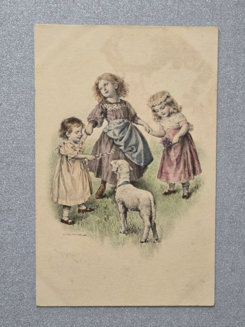French Antique Postcard VIENNE ★ Sheep and Children