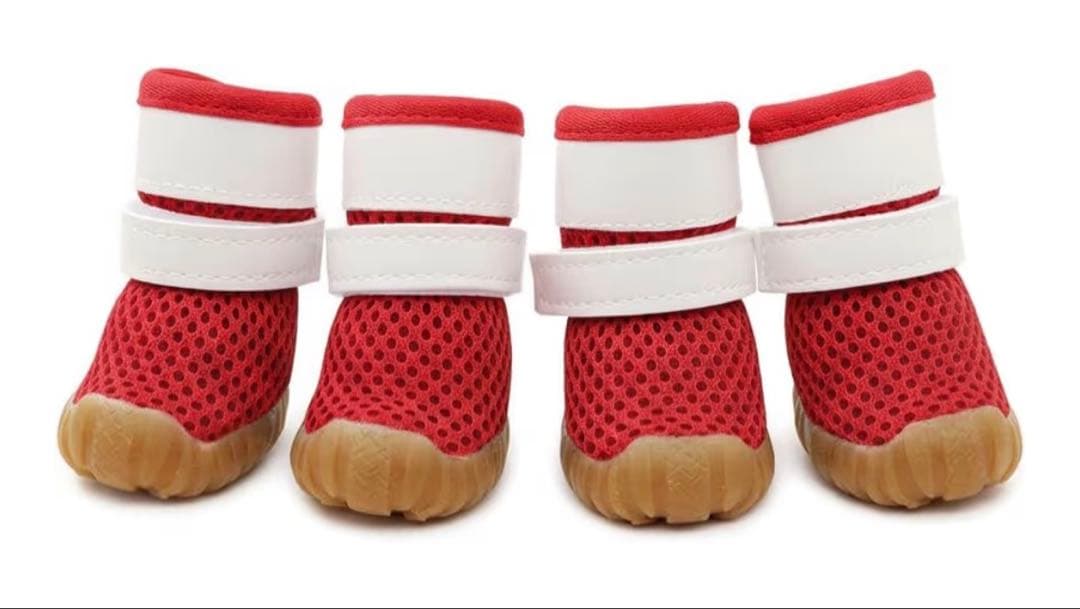 Dog Shoes, Red, Mesh Material, Size S, Recommended Weight 1.5-2.5kg, Unused
