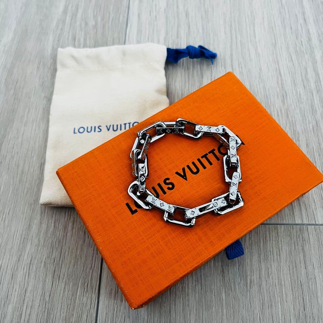 [With Box] LOUIS VUITTON Collier Monogram Silver Bracelet