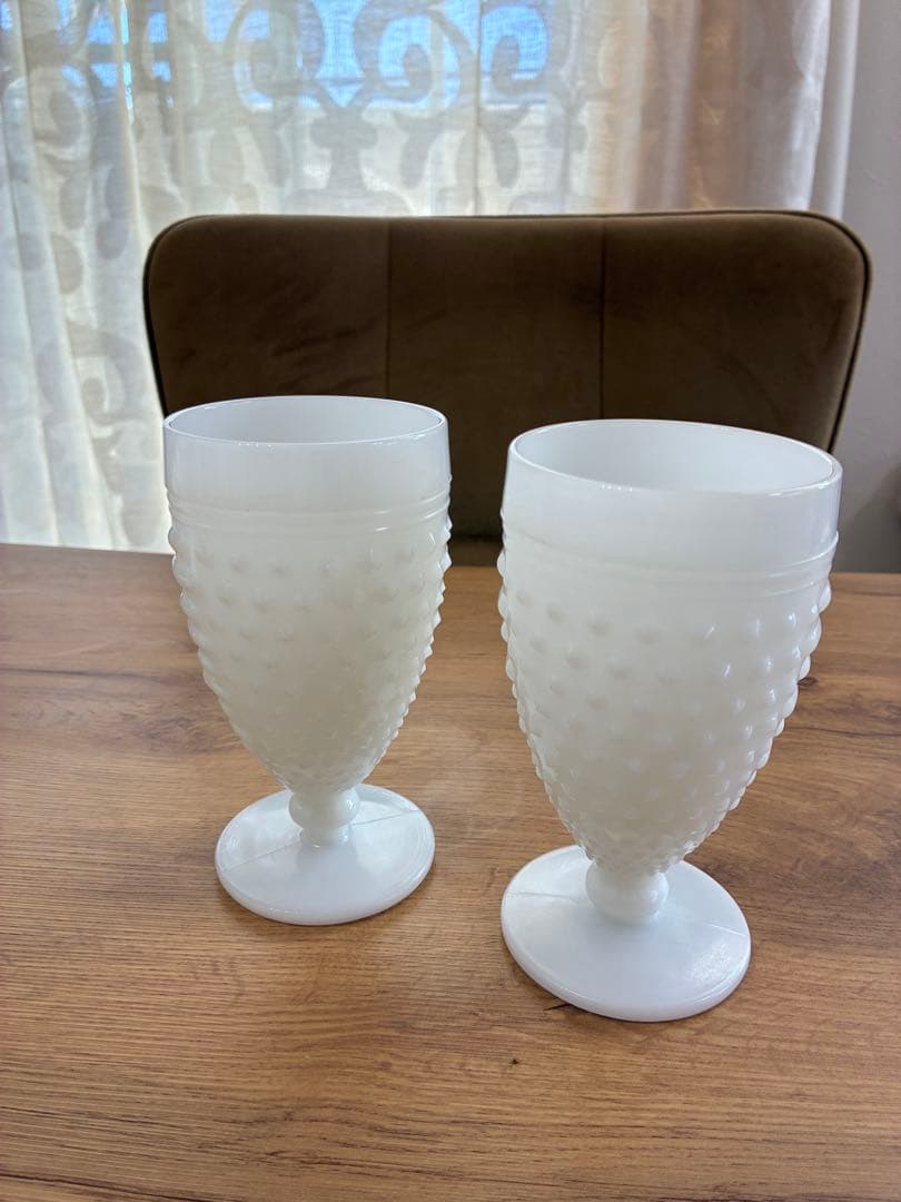 2 pcs?? Fenton Hobnail Wine Glasses Goblets Milk Glass