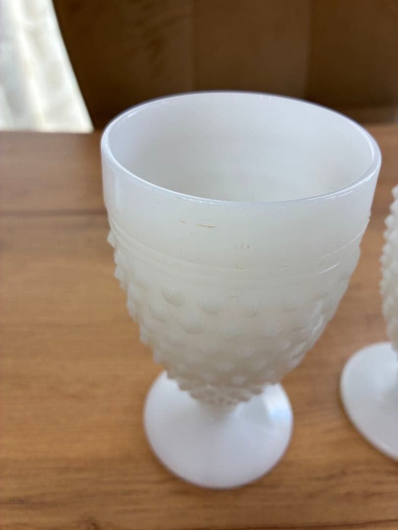 2 pcs?? Fenton Hobnail Wine Glasses Goblets Milk Glass