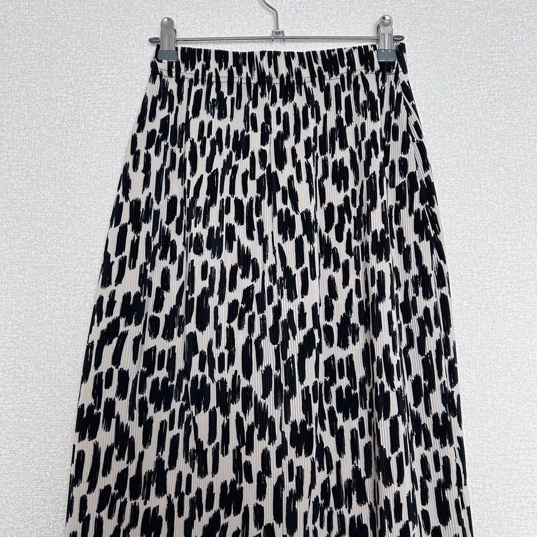 reca Animal Print Pleated Skirt Pants F Pleated Processing