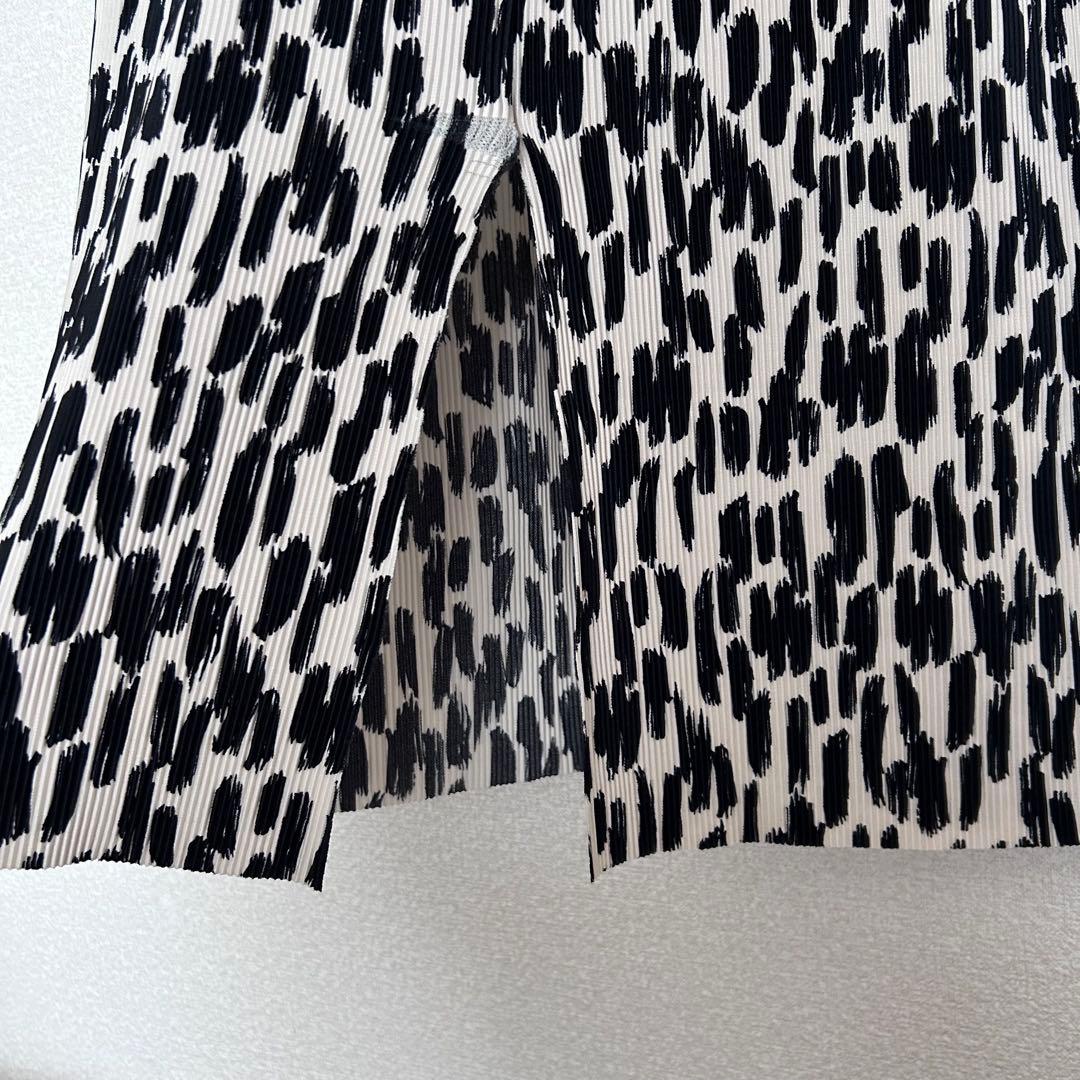 reca Animal Print Pleated Skirt Pants F Pleated Processing