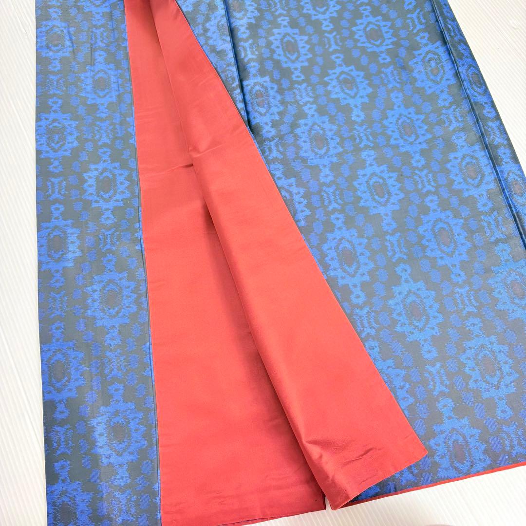 Rice-Ryukyu Oshima Tsumugi Geometric Pattern Indigo Blue