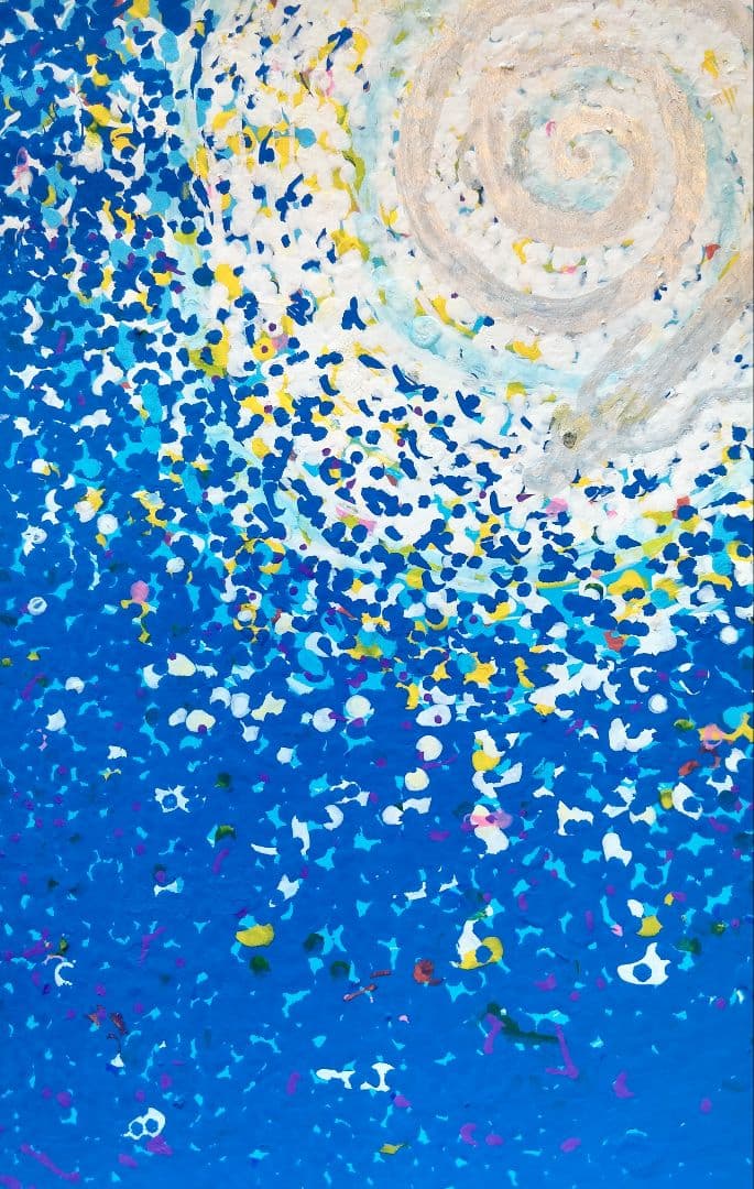 Hand-painted Abstract Dragon Painting, Blue Tones