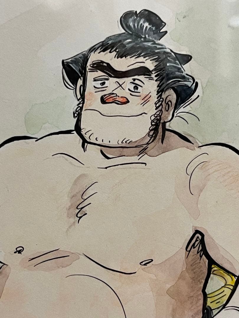Tetsuya Chiba Original Watercolor Painting with Autograph, Notari Matsutaro Original Illustration, Ashita no Joe