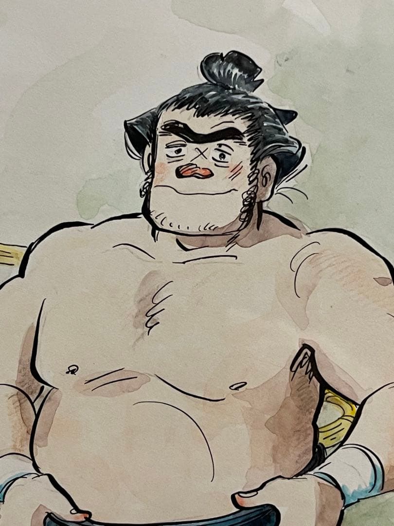 Tetsuya Chiba Original Watercolor Painting with Autograph, Notari Matsutaro Original Illustration, Ashita no Joe