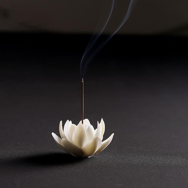 Lotus Flower Design Incense Holder White Incense Burner Lotus Flower Incense Meditation Sleep Study Zen Meditation