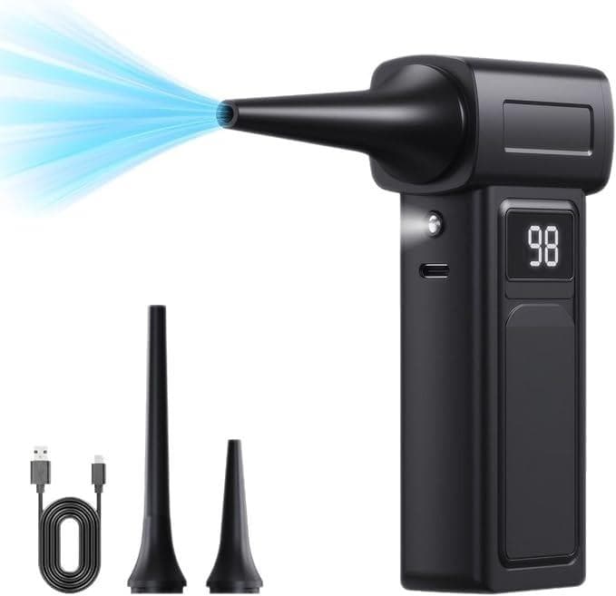 2-in-1 Electric Air Duster Vacuum Cleaner, Powerful 200,000 RPM, Stepless Airflow Adjustment, Mini Blower