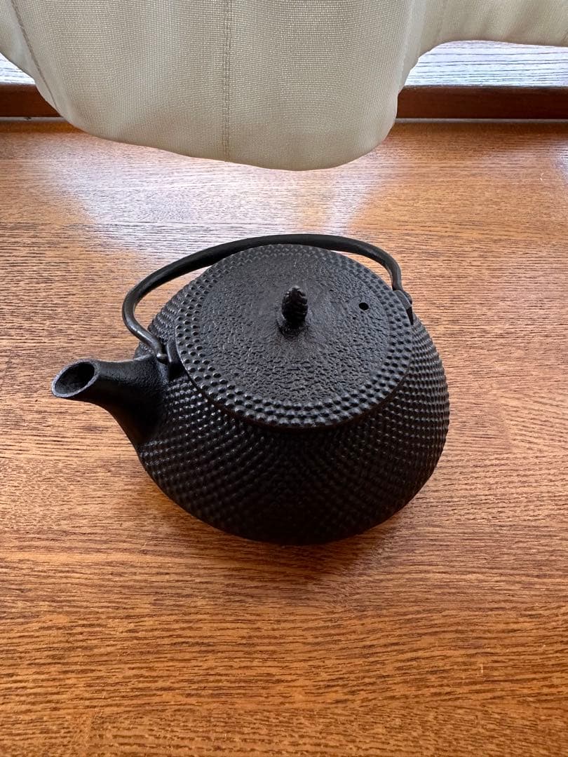 Nambu Tekki Iron Kettle, Arabesque Pattern, With Engraving, Small Size