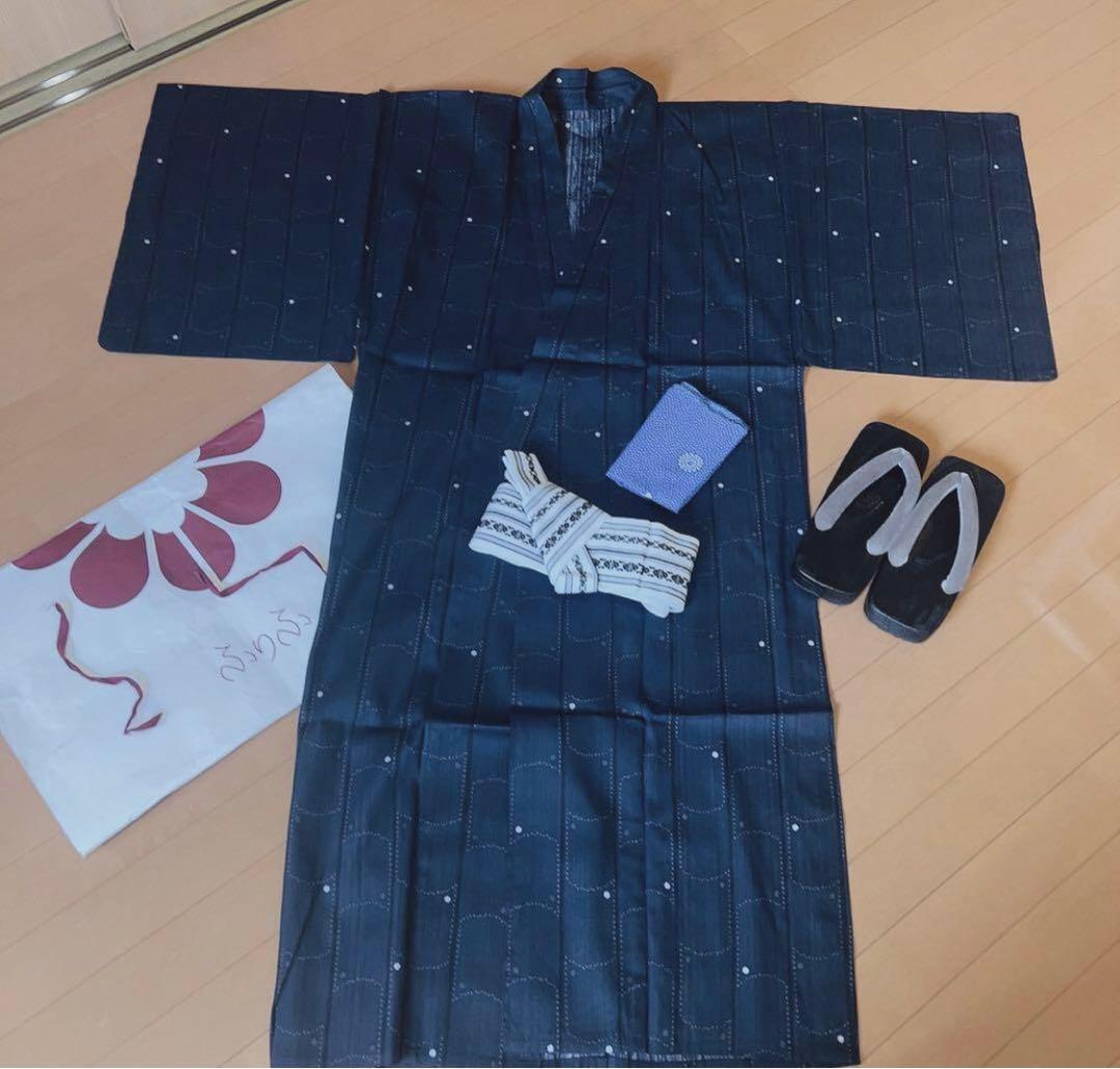 Furifu Men's Yukata Total Amount ¥25,000 [Yukata + Obi + Hand towel + Geta]