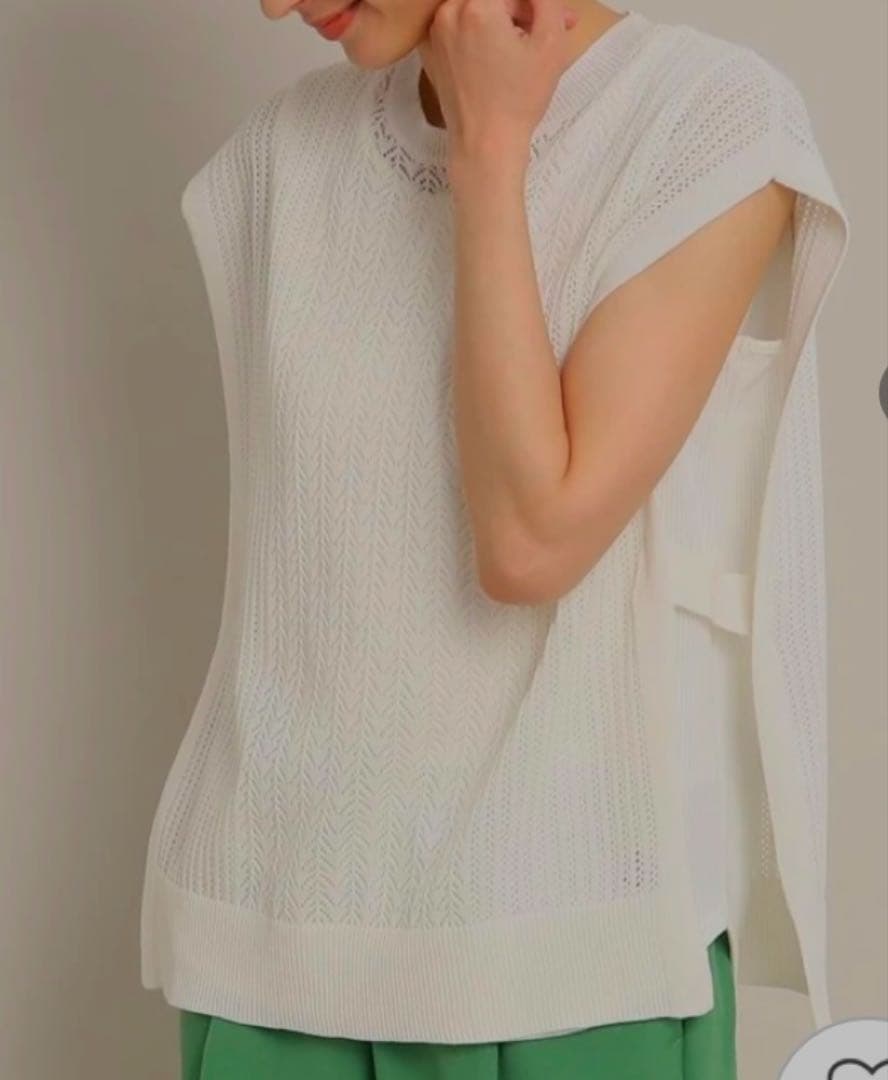 Dessin Washable Summer Knit Vest, Beige, M, Relaxed Fit, Body Cover