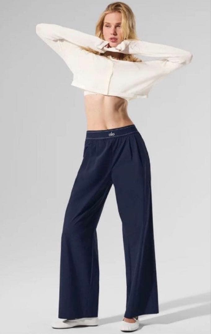 Alo Wide Leg Yoga Pants - Navy - L - New