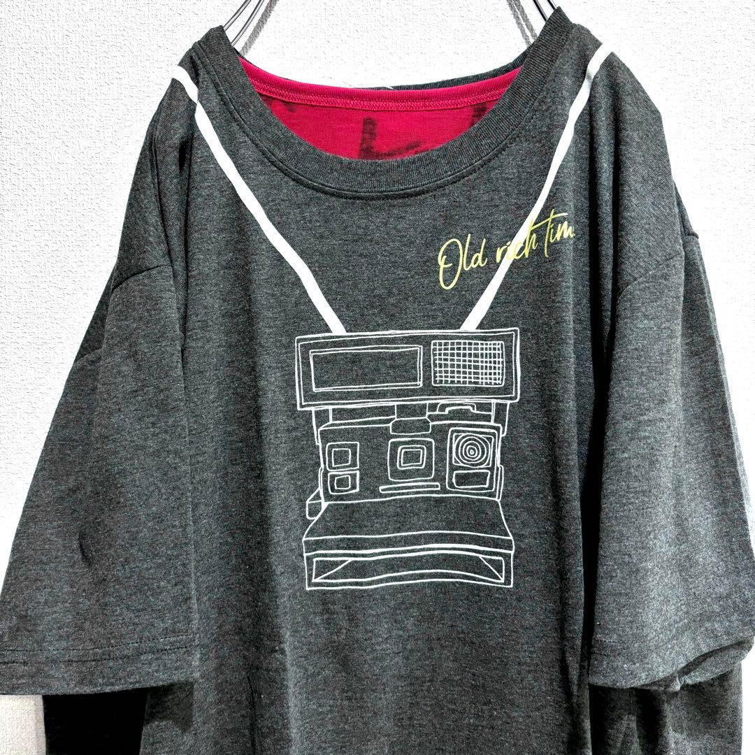 Black Fake Print Oversized T-Shirt [xlillidnmonoy-3fr2]