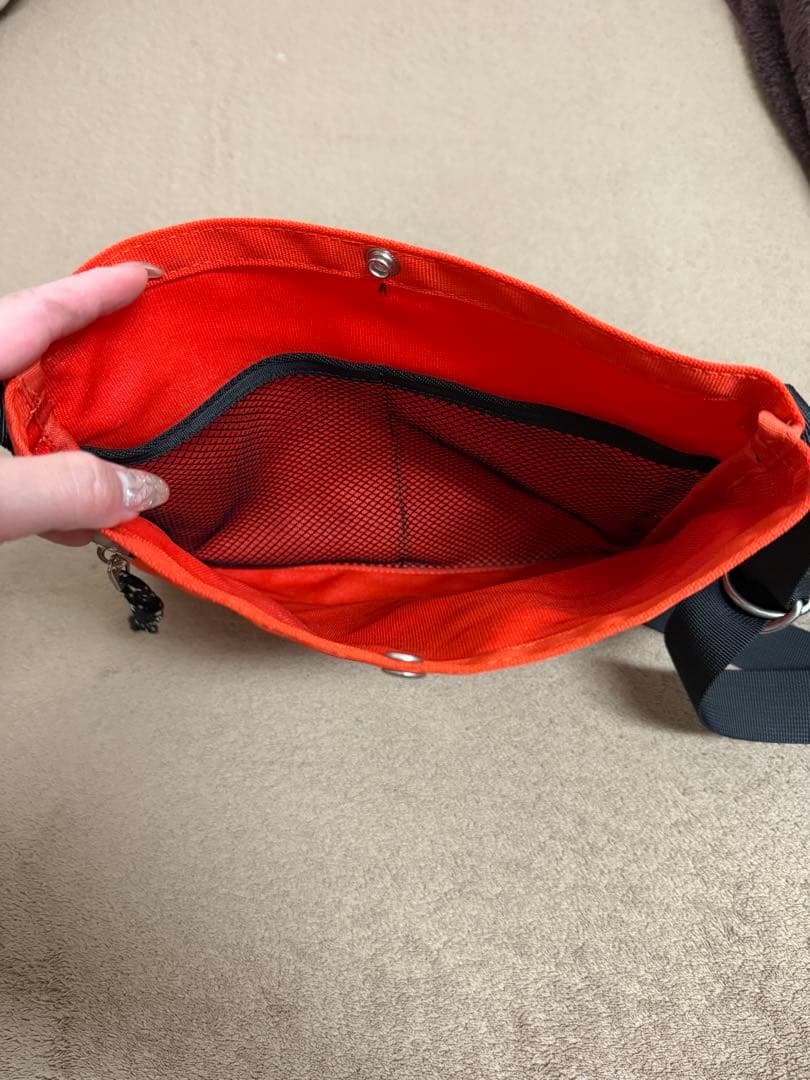 Nylon Shoulder Bag, Orange, Mini Bag, Lightweight, Sacoche