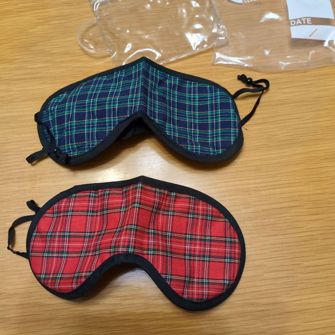 Eye Mask 2-Piece Set, Plaid Pattern