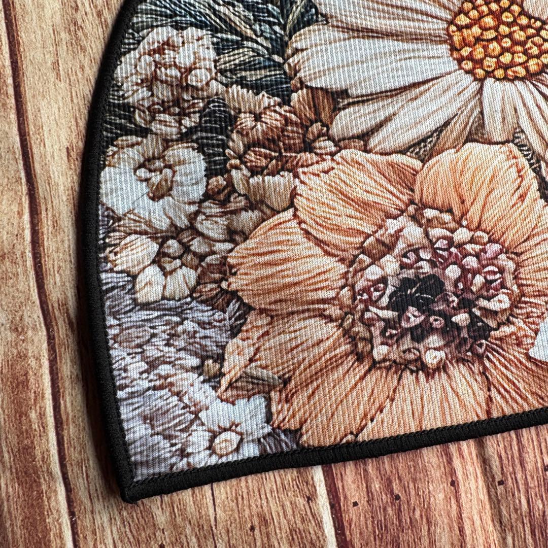 Half-circle mat, floral design, antique-style rose, retro, for entryway decor