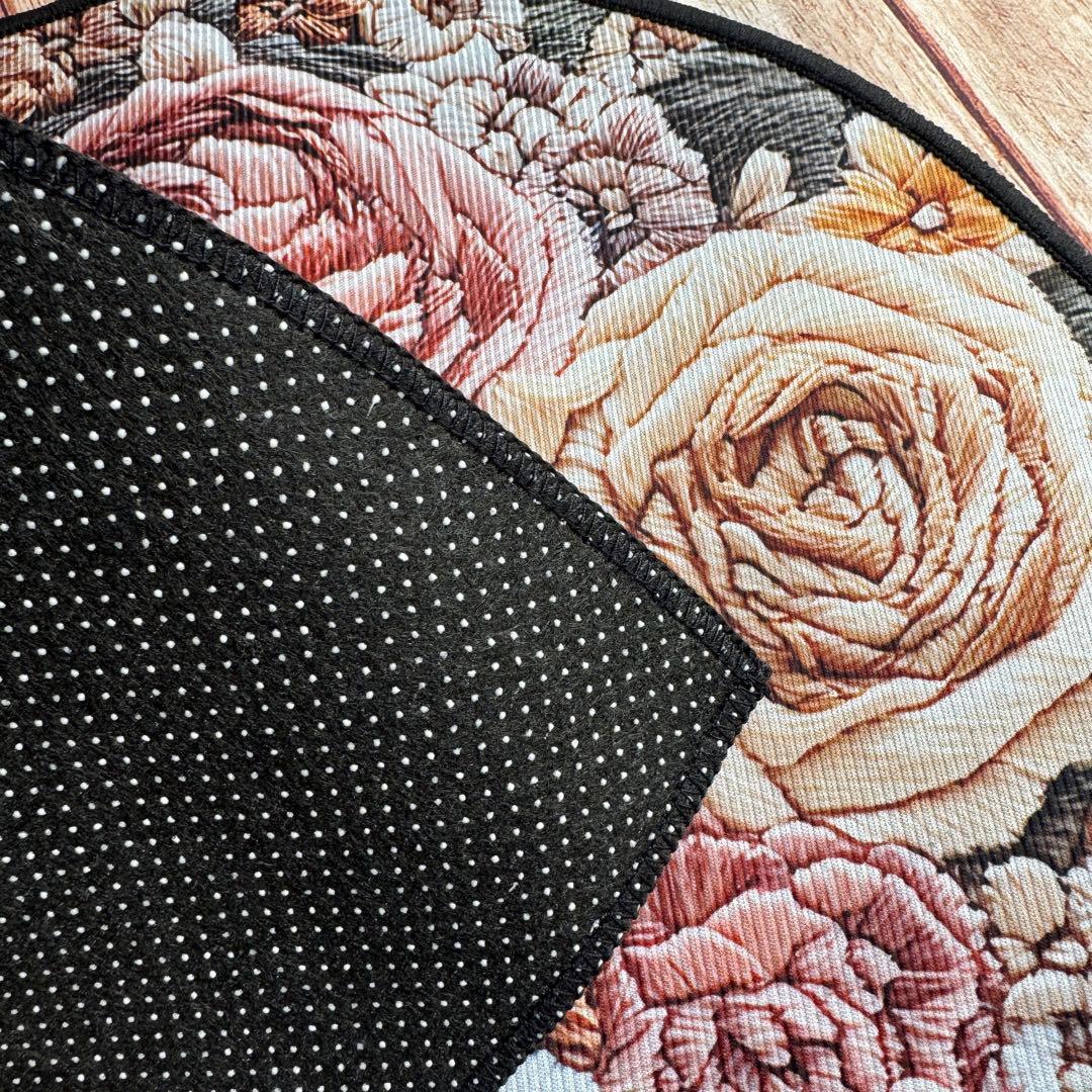 Half-circle mat, floral design, antique-style rose, retro, for entryway decor