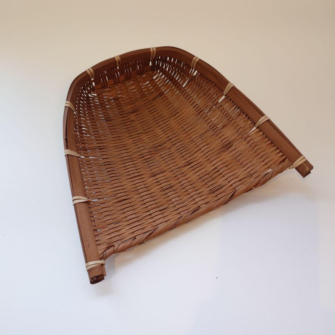 Woven Rattan Dustpan Brown Handmade Antique Miso