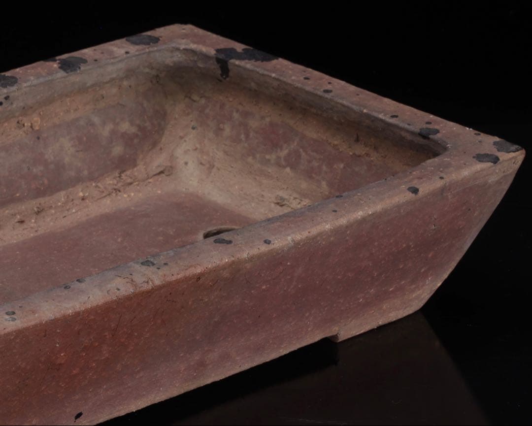 Vermilion Clay Kiridate Sumi-iri Rectangular Long Pot 32.5cm Bonsai Pot, Planter, Tang Dynasty, Antique Chinese Pot, Period Antique Pot, Chinese Art