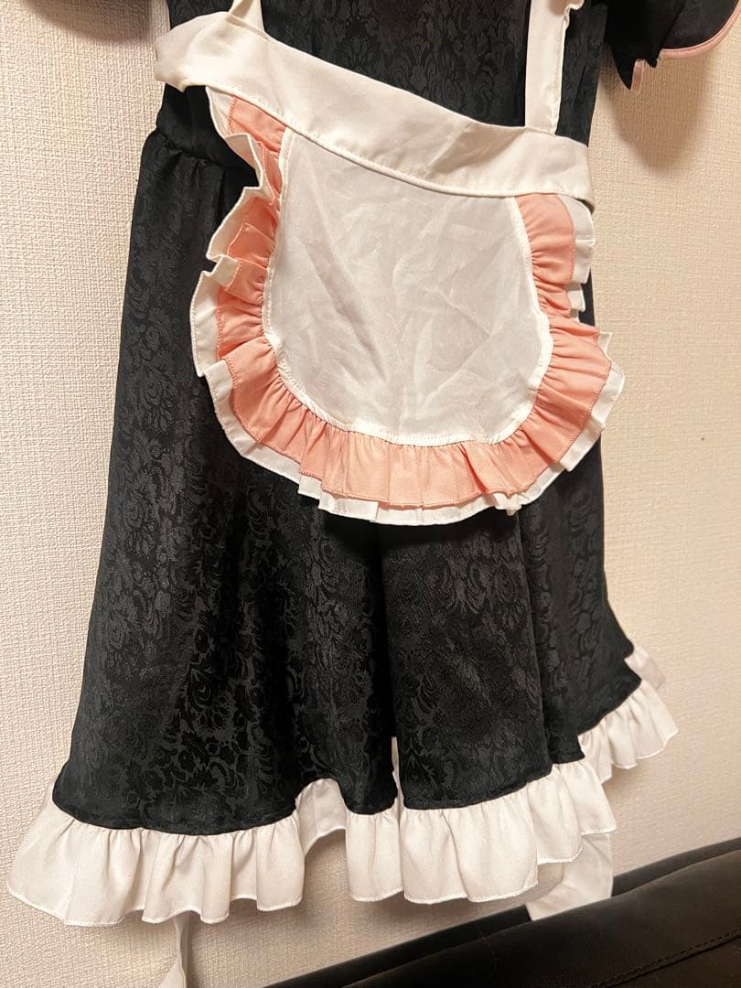 Maid Outfit Style Chinese Dress, Black and Pink, Unused Sample Item