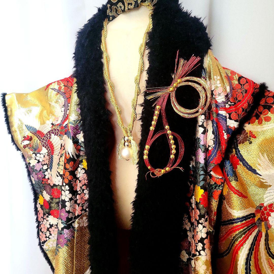 Uchikake (ceremonial outer kimono) gold phoenix embroidery flashy haori (outer garment)