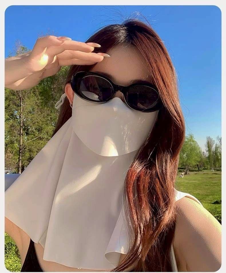 Face Cover, Sun Protection, Sweat-Absorbent, Quick-Drying, UV Cut, for Farm Work, Golf, Sports, Black