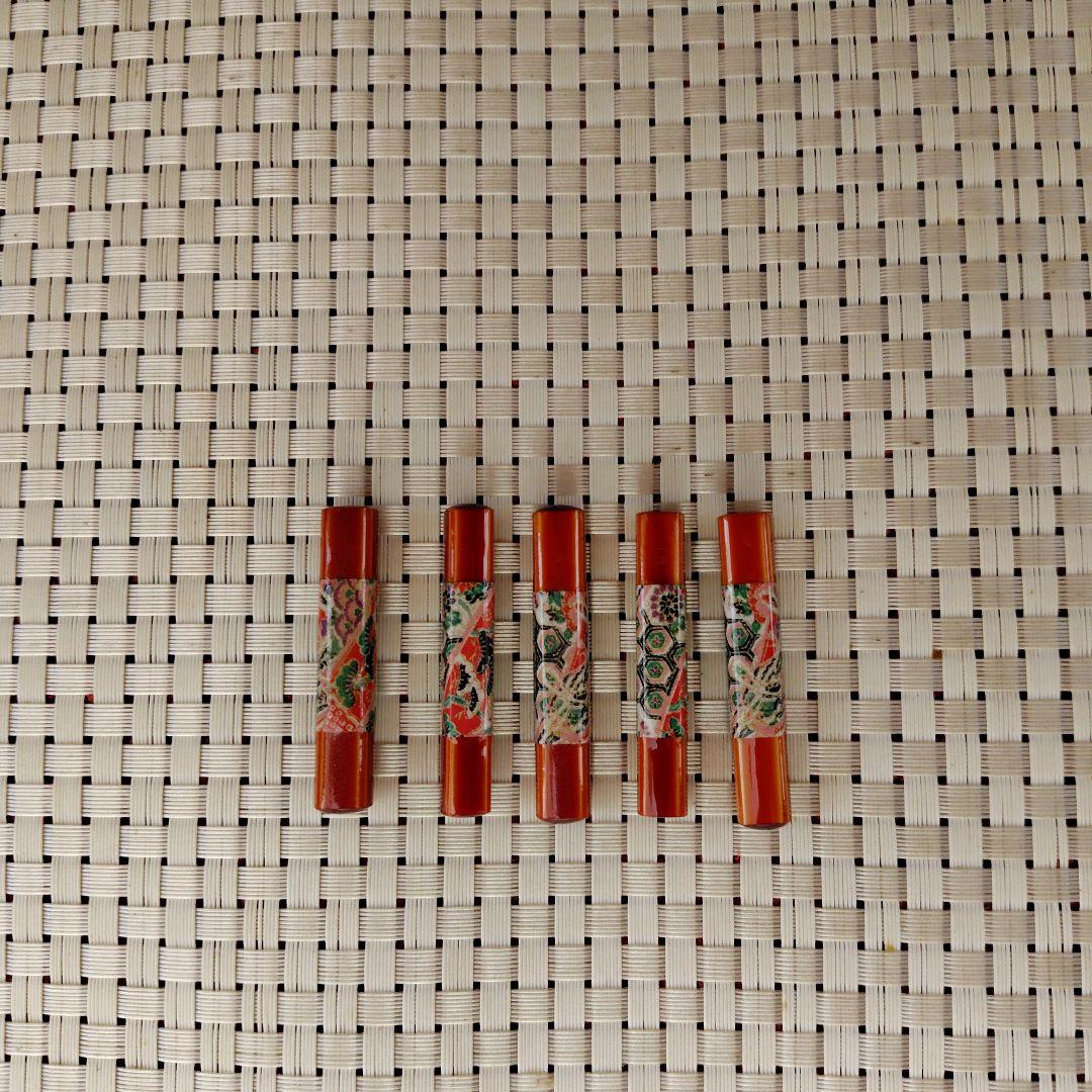【New, Unused】Shunkei Lacquer Chopstick Rests (Japanese Pattern) - Set of 5