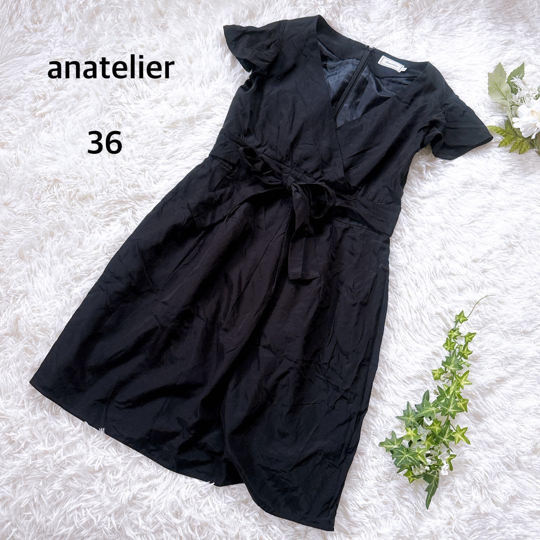Anatole Cache-coeur Dress Silk Blend Black Formal Waist Ribbon