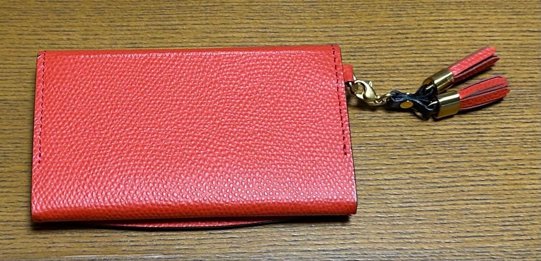 Epos Orange Leather Business Card Holder with Tassel