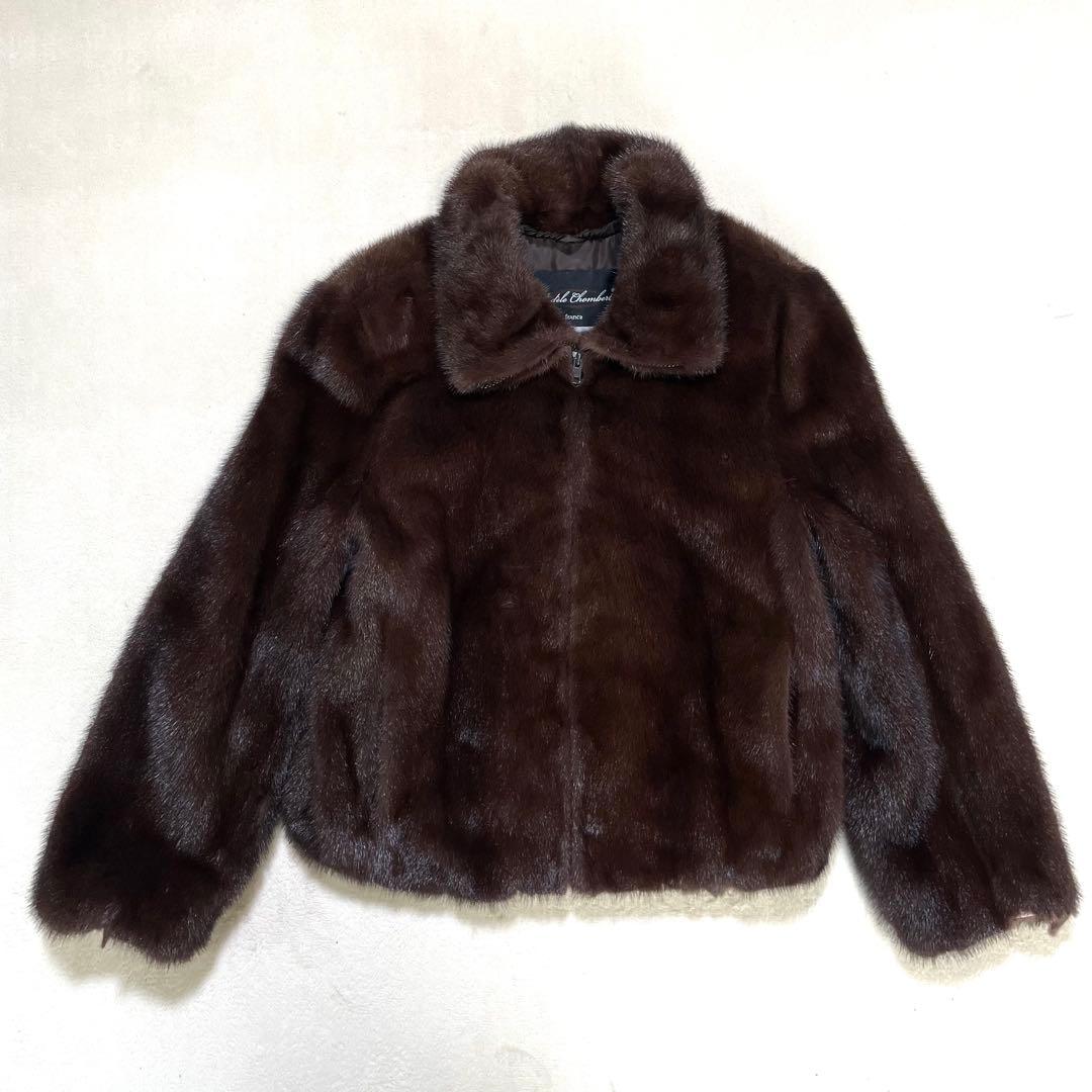 Chombert NAFA Mink Fur Blouson Zip-up Jacket Brown
