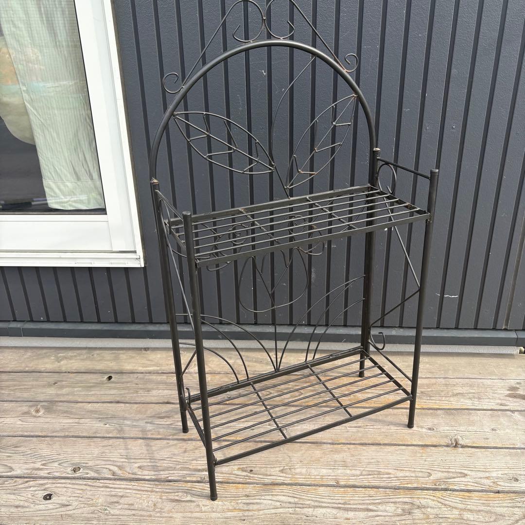 Nordic Retro Folding Flower Stand 2-Tier Display Shelf Iron Rack Antique