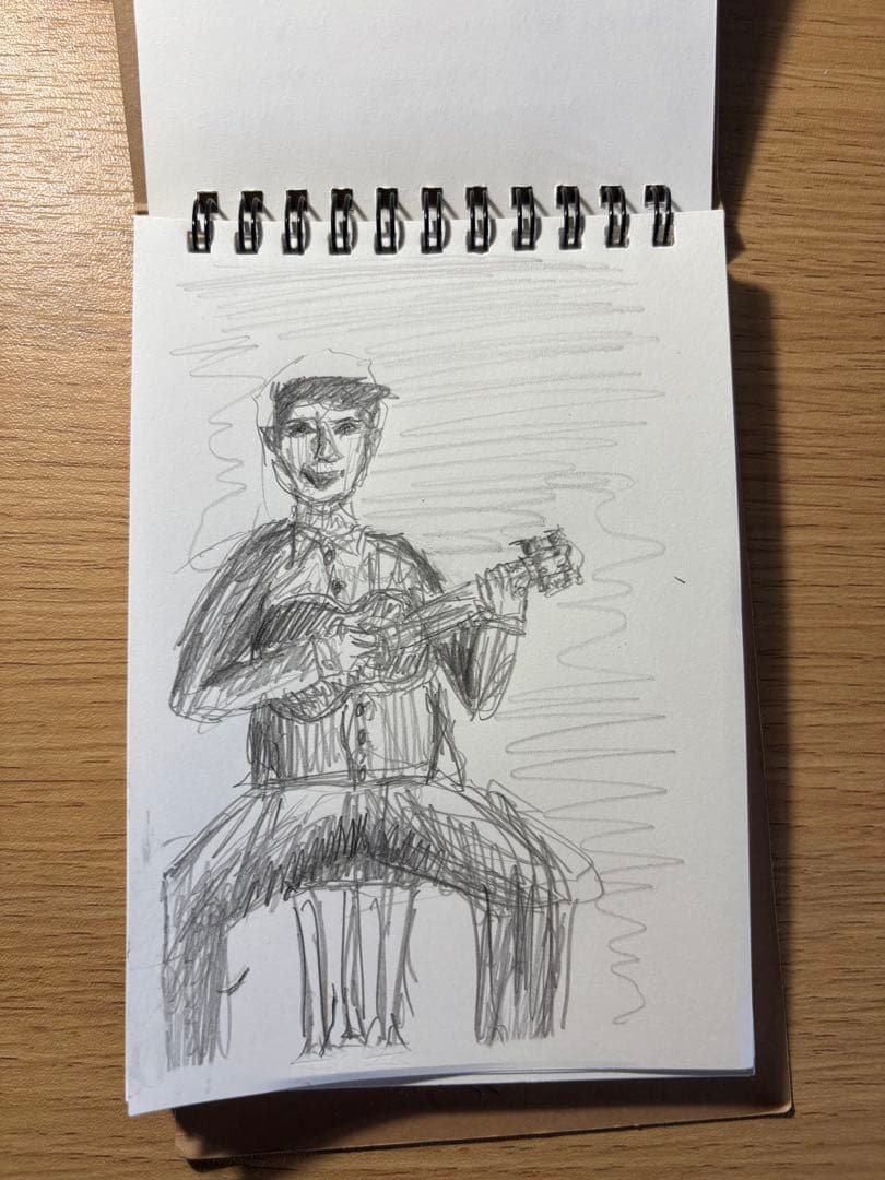 Baritone Ukulele Player - Pencil Sketch Illustration