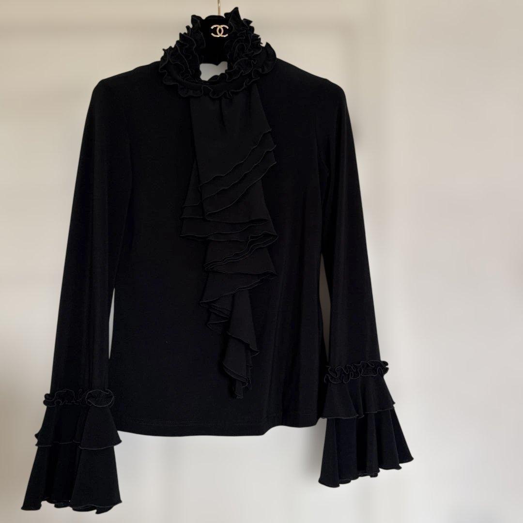 【Flamenco Costume】Black Top Blouse Volante