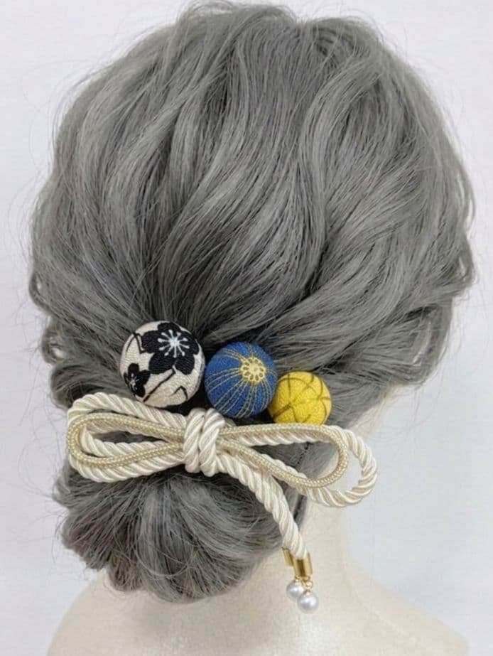 Festival Hair Accessory, Shichi-Go-San, Japanese Ball, Ball Kanzashi, Ball Ornament, Ball Hairpin, Decorative Cord, Temari Ball, c50