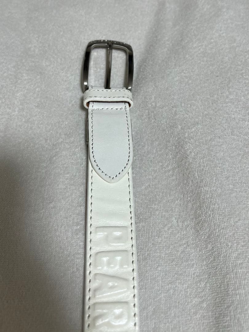 White Leather Embossed Belt