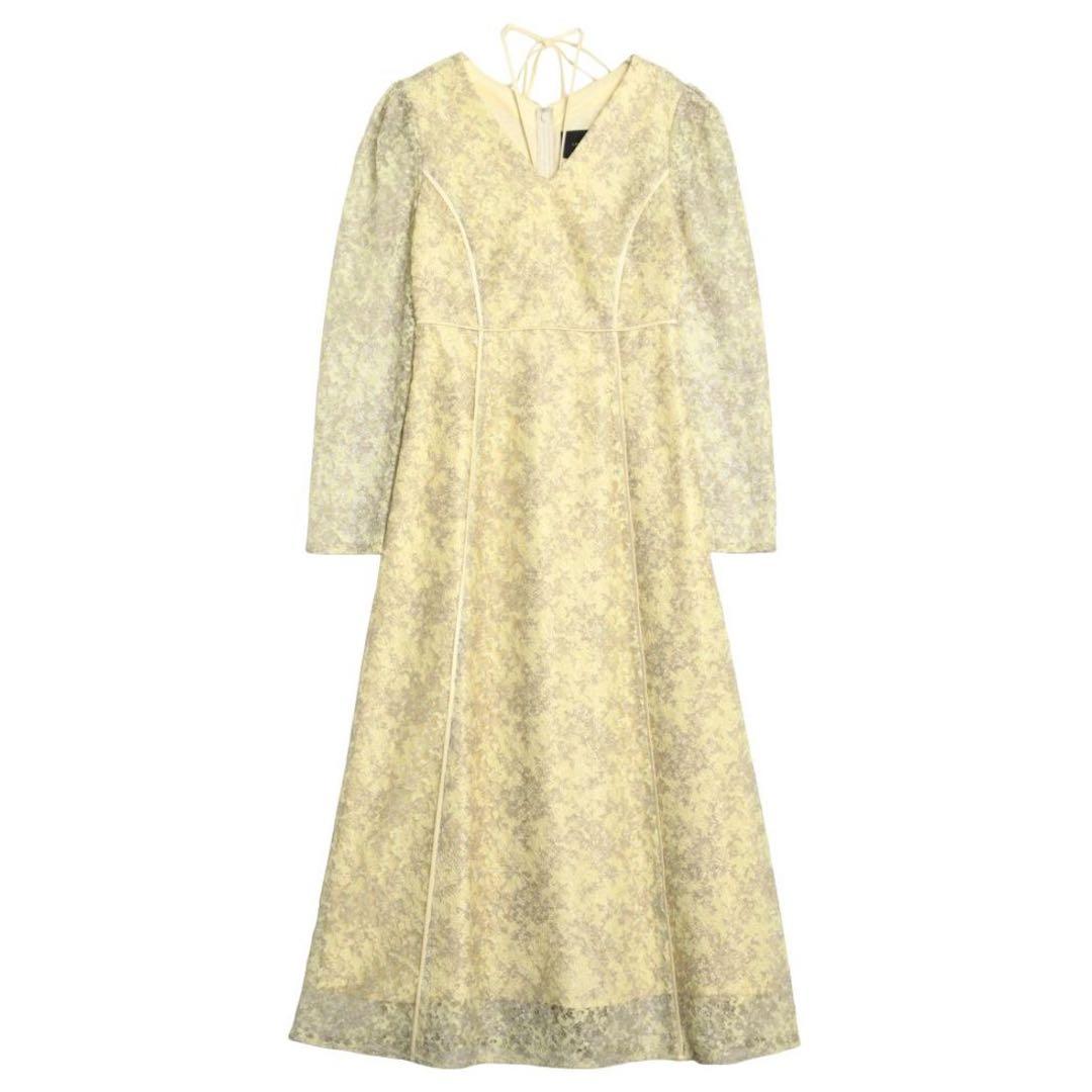 LAGUNAMOON LADY Lace Print Dress Yellow M Size