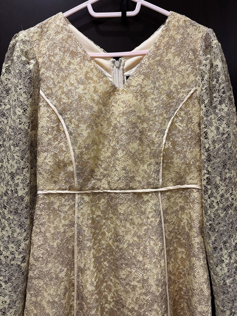 LAGUNAMOON LADY Lace Print Dress Yellow M Size