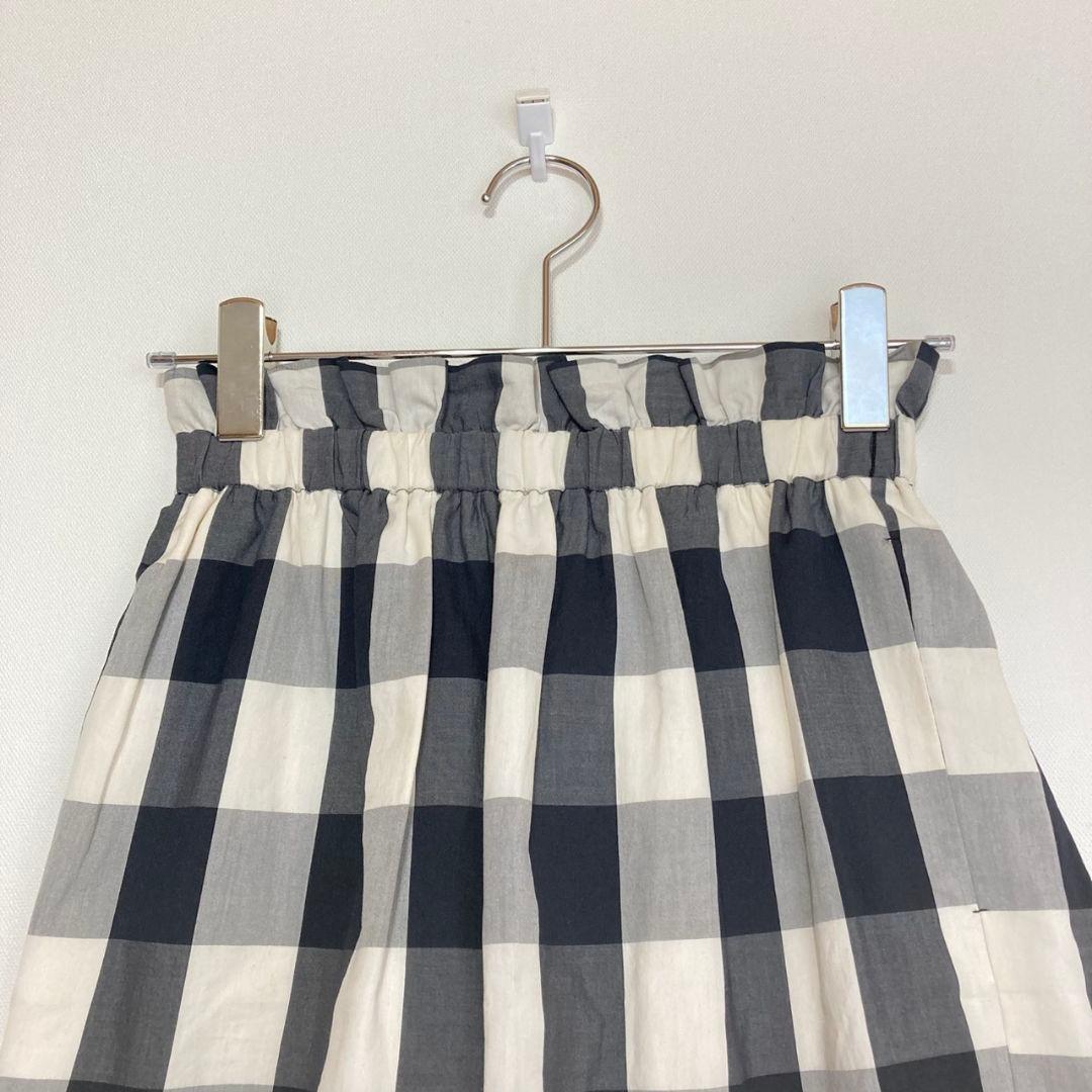 Jewel Changes Skirt Gingham Check Flare Gather Knee-Length F Black